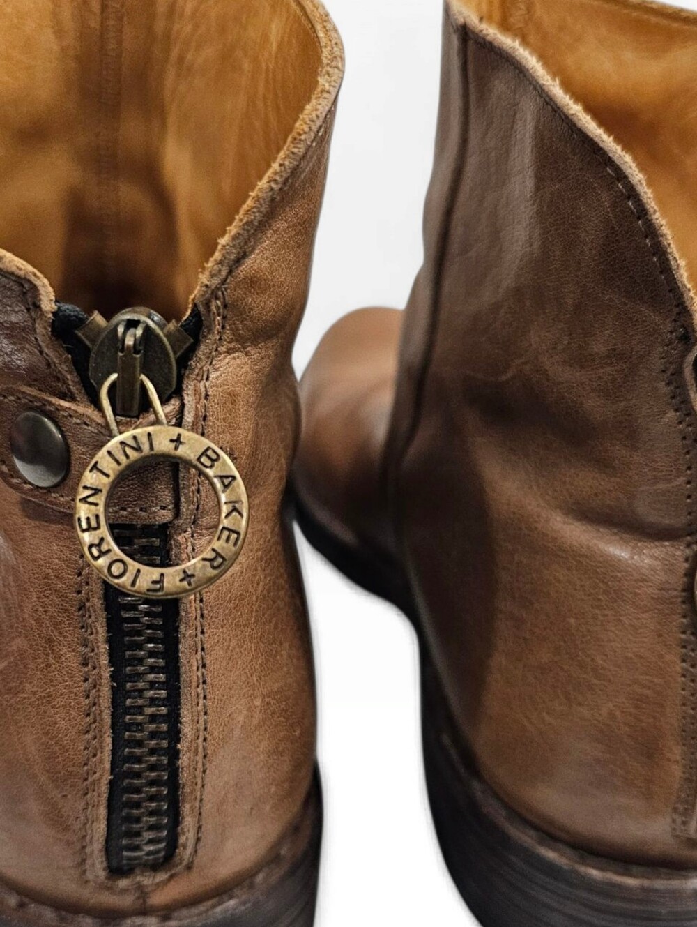FIORENTINI + BAKER Elina Tan Brown Ruched Vamp Leather Ankle Boots 40/Wmn 10 - Picture 7 of 11